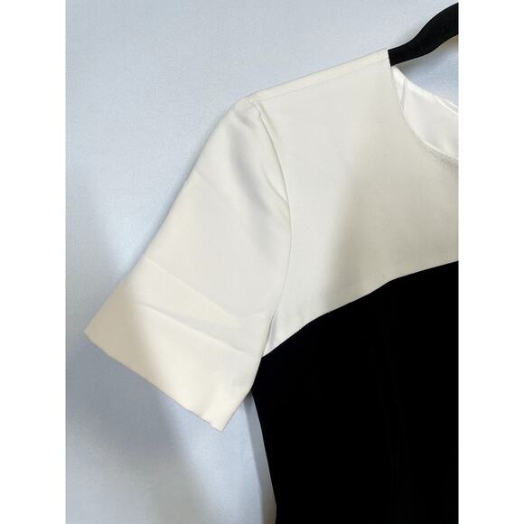 JASON WU COLLECTIVE Jacquard Color Block Scuba Sheath Dress Red Black 2 $370 - Picture 6 of 13